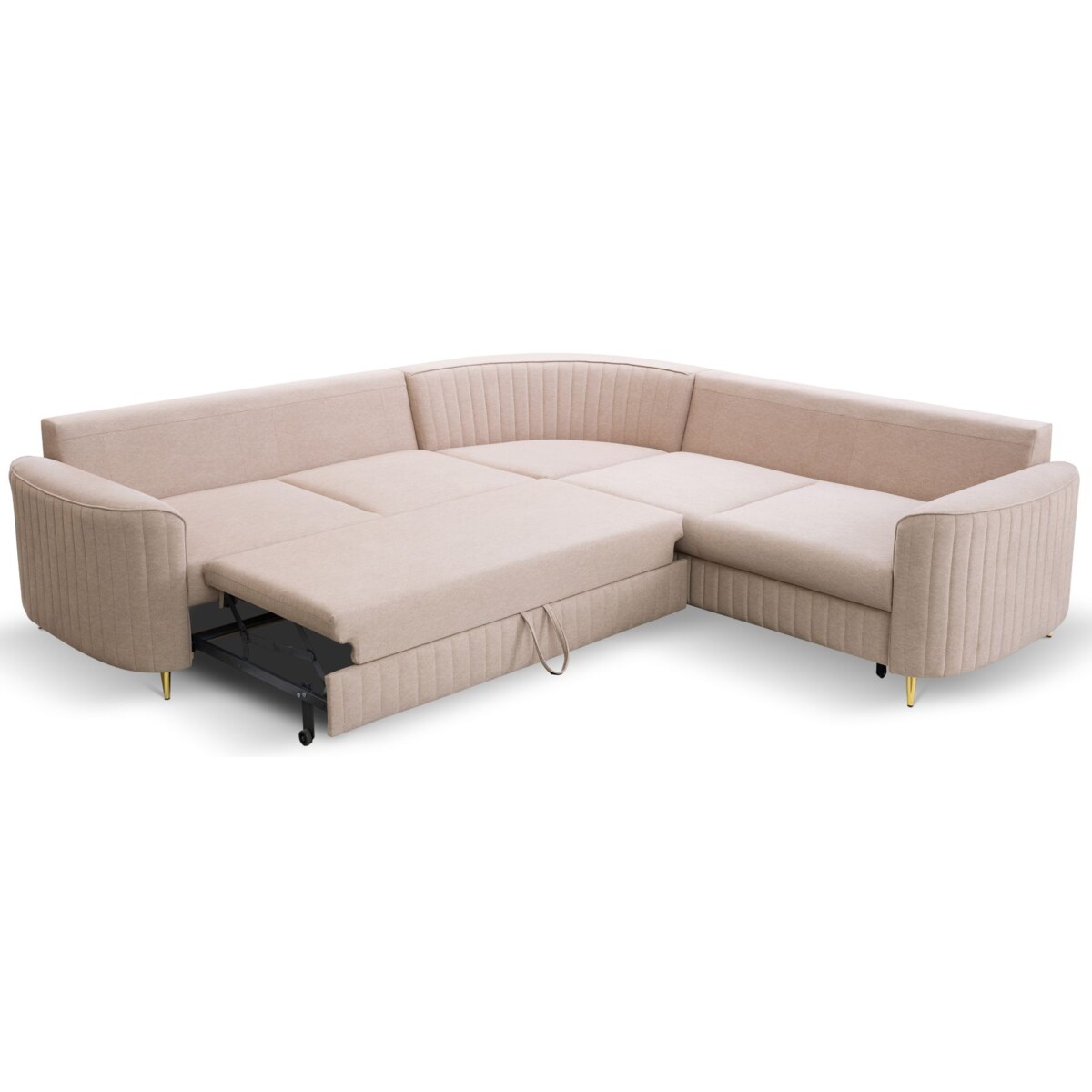 Narożnik z funkcją spania i pojemnikiem na pościel LOREN, beżowy