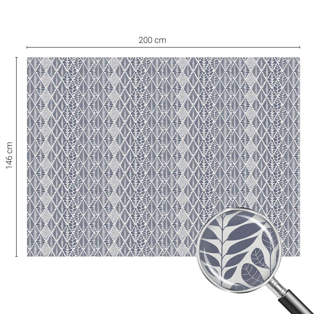 Witraż samoprzylepny chroniący prywatność - Niebiesko-szare liście tapeta klasyczna - 200x146 cm