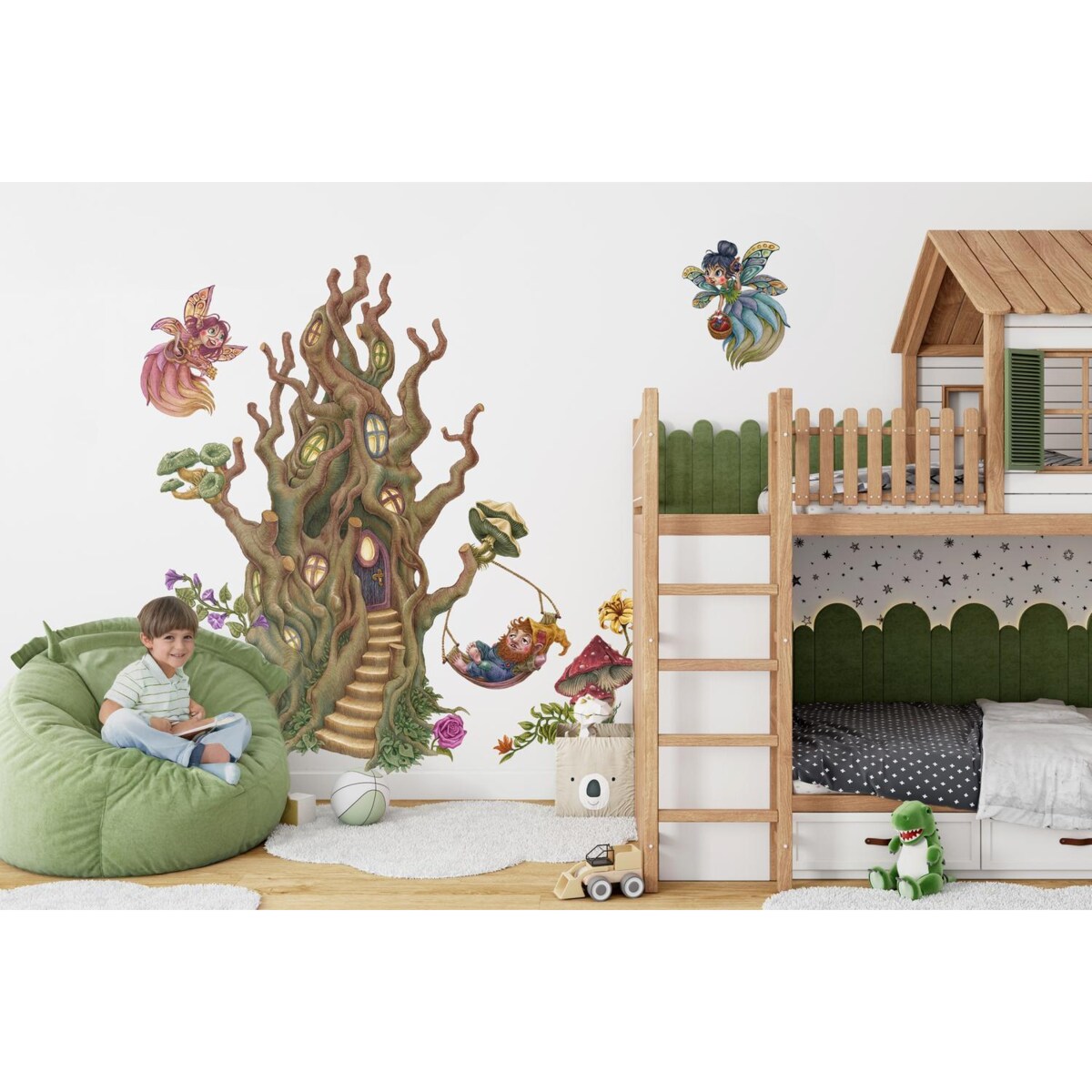 Zestaw naklejek na ścianę, Leśne stworzenia wróżki, 60cm