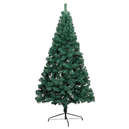 vidaXL Choinka z lampkami i bombkami, połówka, zielona, 150 cm
