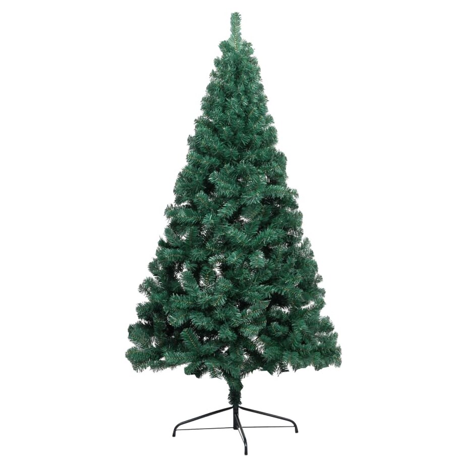 vidaXL Choinka z lampkami i bombkami, połówka, zielona, 150 cm