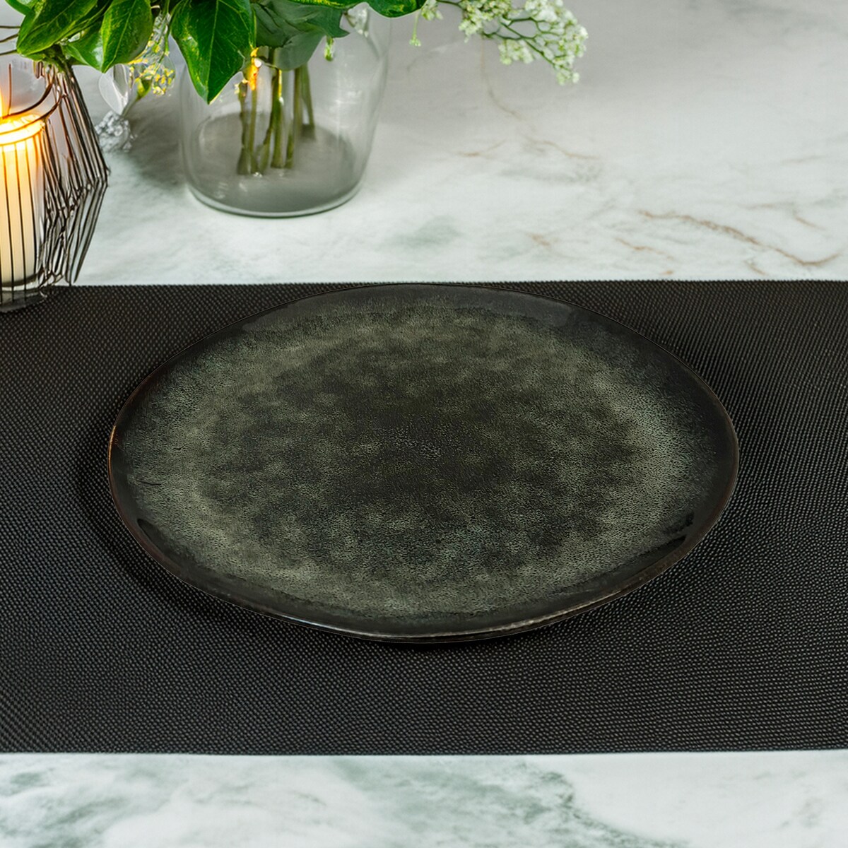 TALERZ OBIADOWY 28cm ZIELONY ceramiczny płaski płytki na sztuki okrągły