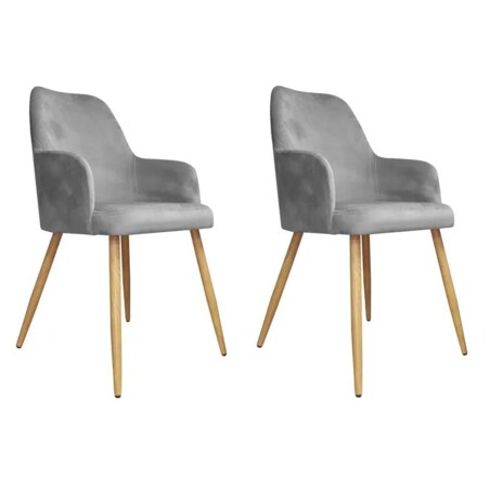 Zestaw krzeseł WEZERA VELVET 2 szt szare/dąb