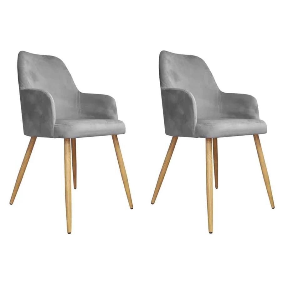 Zestaw krzeseł WEZERA VELVET 2 szt szare/dąb