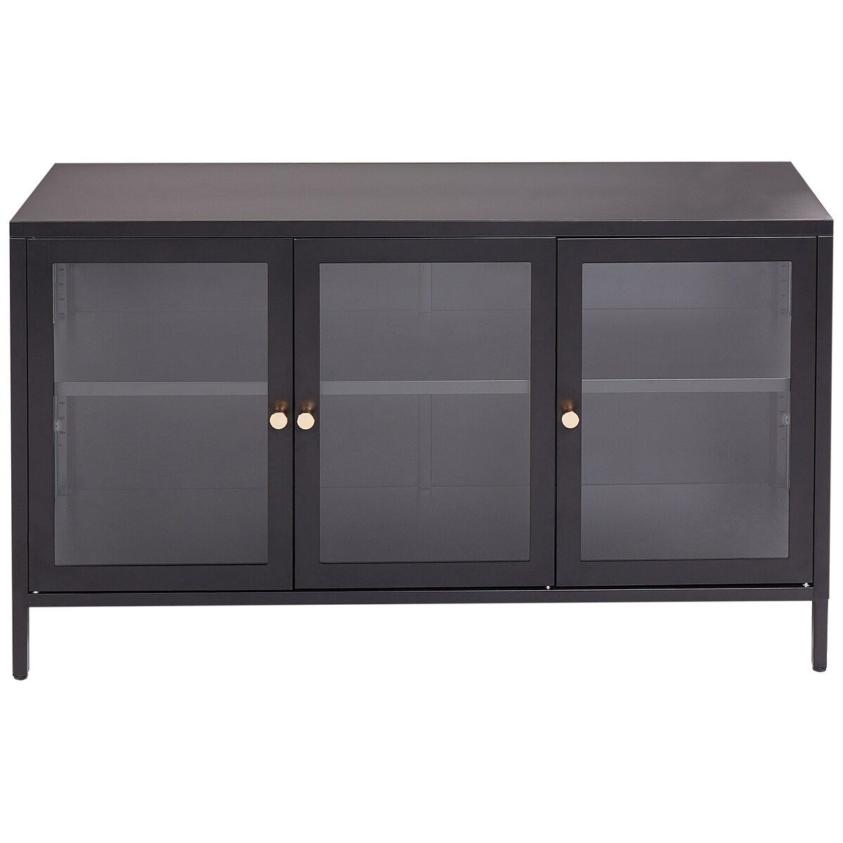 Szafka ze szklanymi drzwiami NEWPORT Metal 115 cm Czarny