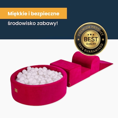 Piankowy Plac Zabaw z Basenem 230x45cm/bez Piłek dla Dziecka, Velvet, Pudroworóżowy