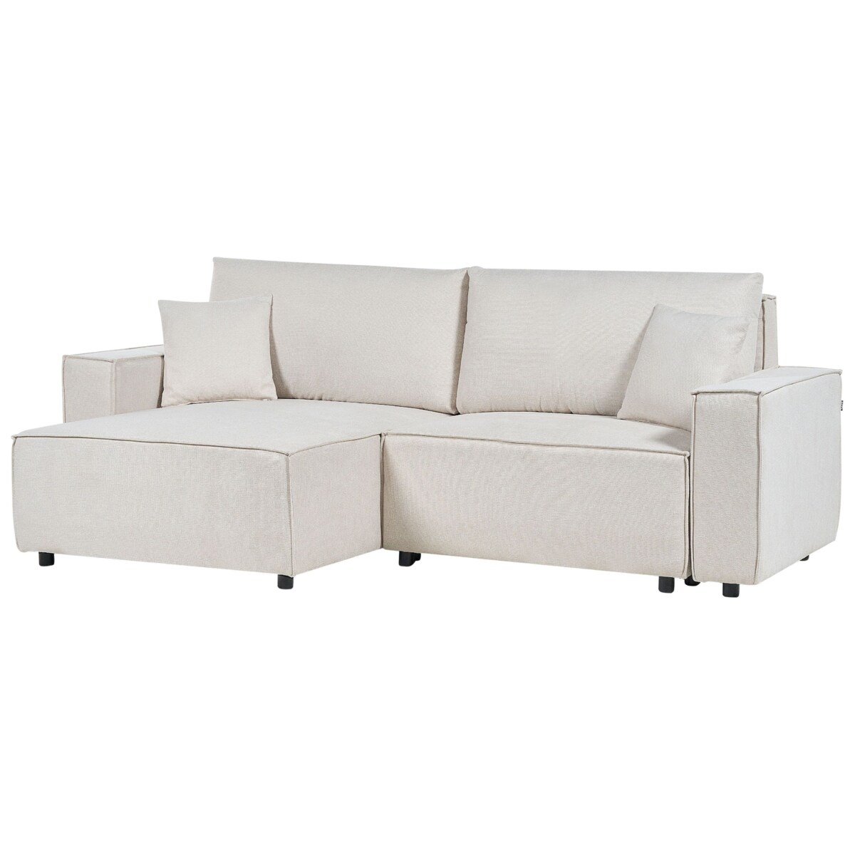 Sofa rozkładana dla 3 osób KARILA Jasnobeżowy ze schowkiem Prawostronny