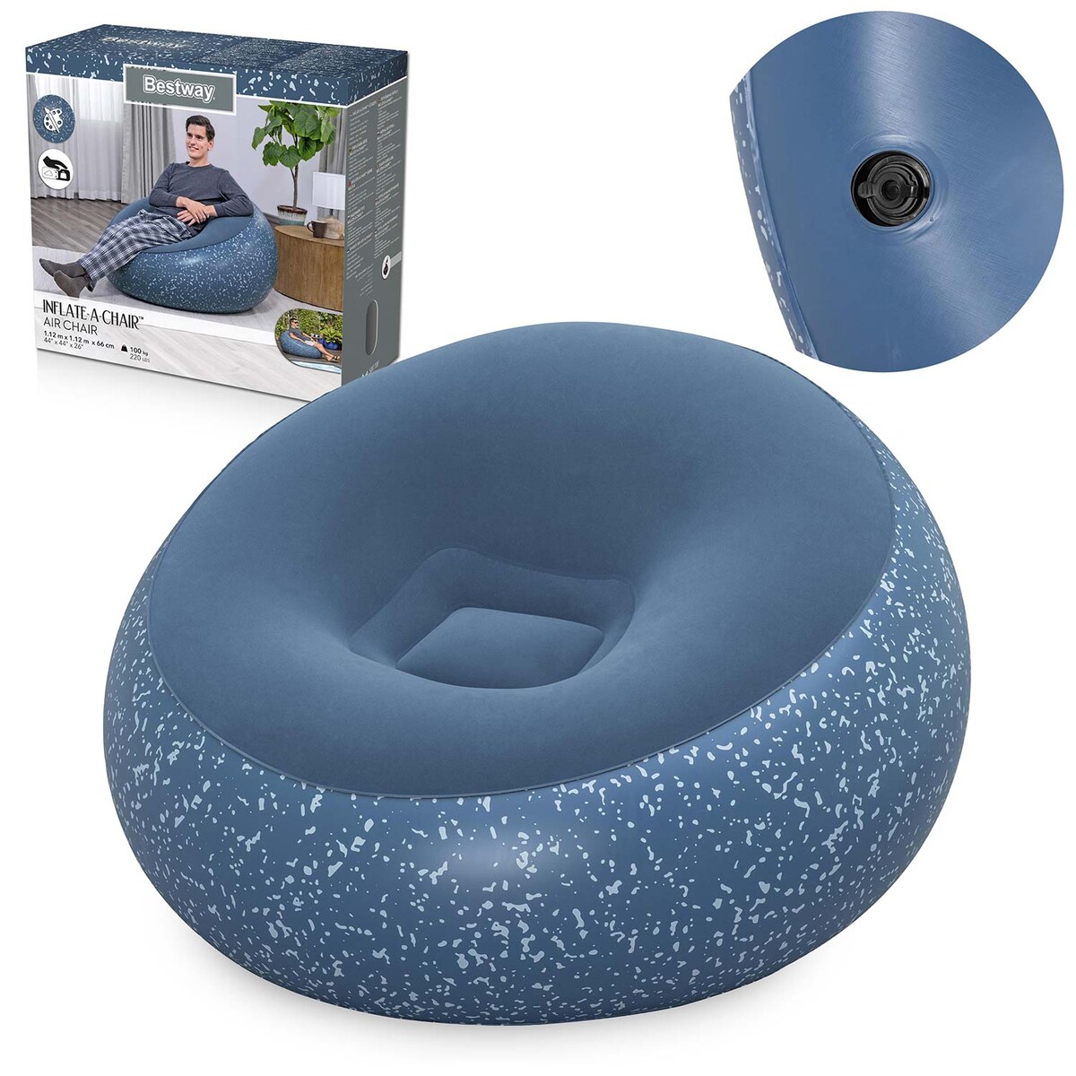 Fotel dmuchany Bestway 75154 dmuchany puf materac do siedzenia 112x112 cm