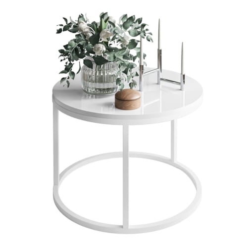 Okrągły stolik kawowy CIRI biały połysk