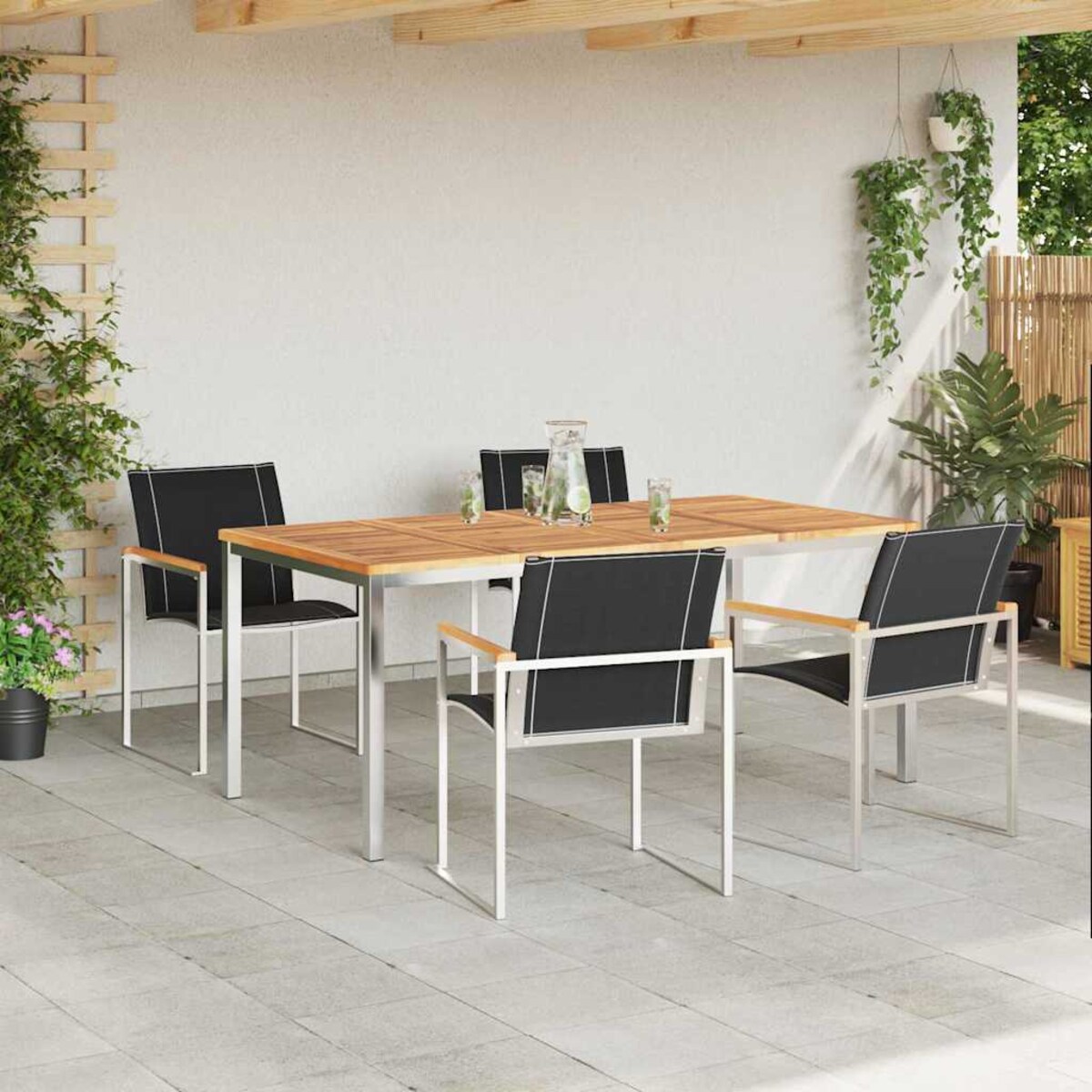 vidaXL Zestawdojedzeniawogrodzie 5 pcs DrewnoTekowe