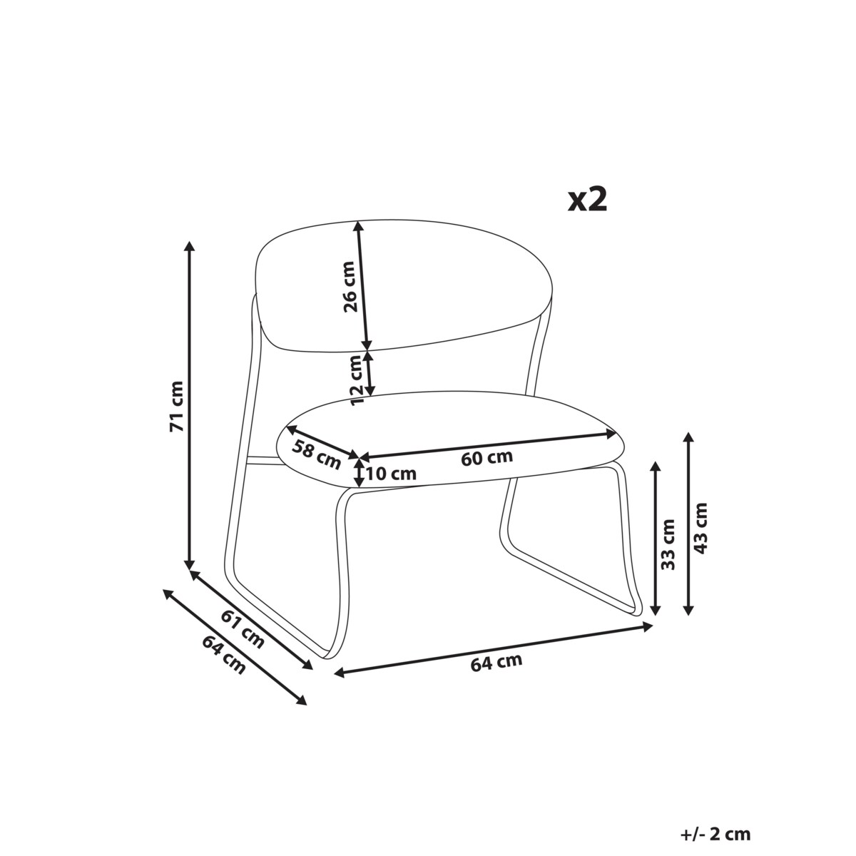 Zestaw 2 foteli KOLSVA Złamana biel