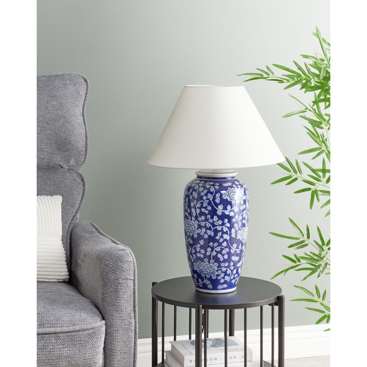 Lampa stołowa ANGELES Porcelana Niebieski