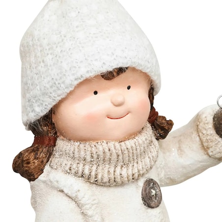 Figurka świąteczna Dziewczynka w czapce z latarnią 40 cm