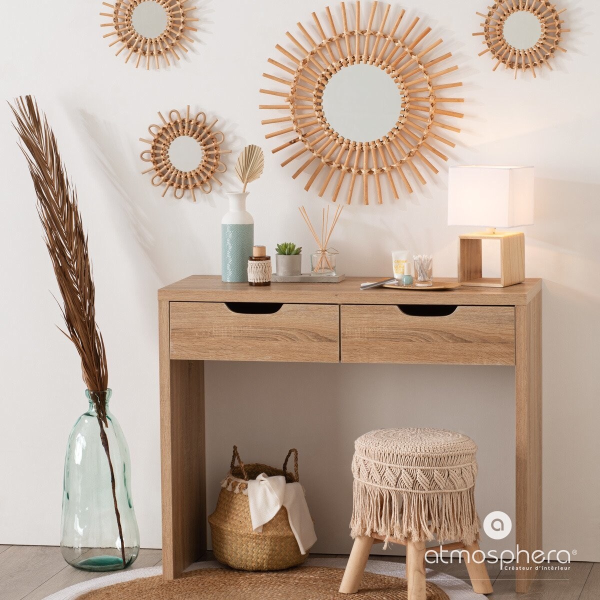 Lampa stołowa z kwadratowym abażurem, 32 cm