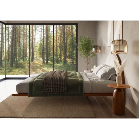 Łóżko lewitujące drewniane bukowe Visby MOMOKO / 120x200 cm, kolor orzech