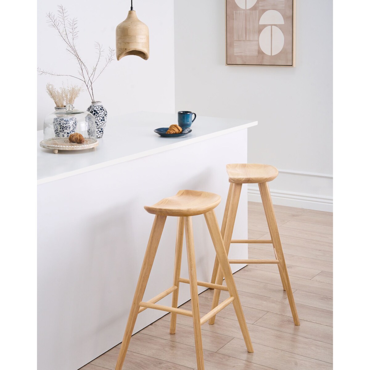 Zestaw 2 hokerów barowych CANDO Jasnobrązowy