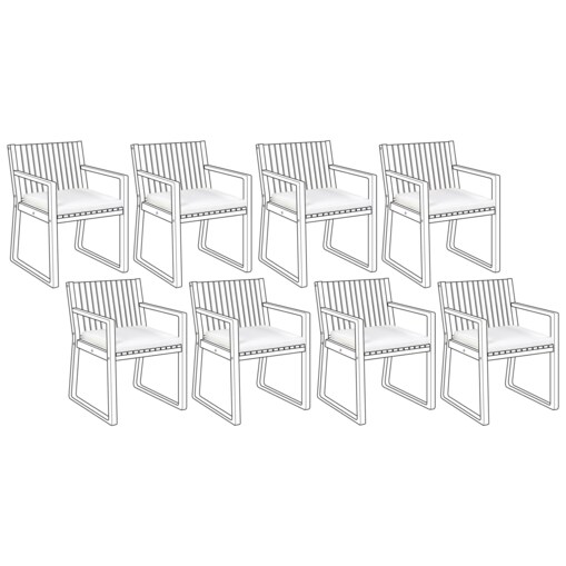 Zestaw 8 poduszek na krzesła ogrodowe biały SASSARI