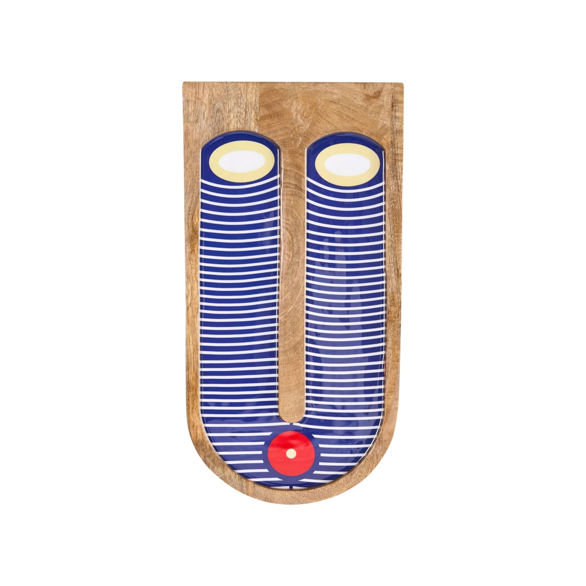 Dekoracja ścienna Twarz JIMETA Drewno mango 40 cm Niebieski