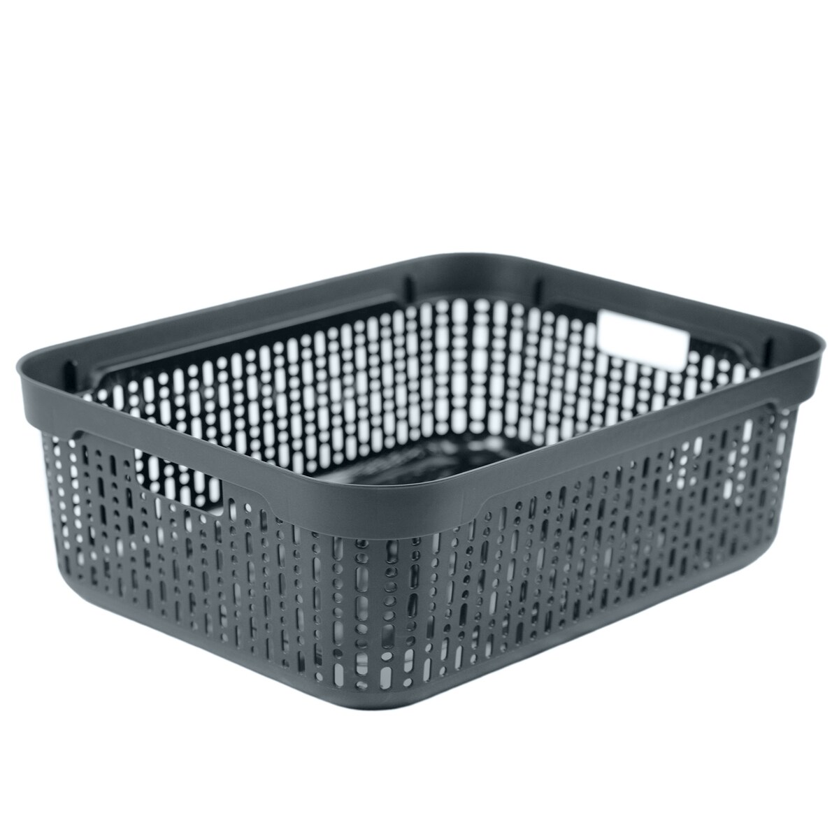 Koszyk Koszyczek Ażurowy XL Plastikowy Na Kosmetyki Do Łazienki Pojemnik Z Pokrywką Zamykany Z Dziurkami Szary