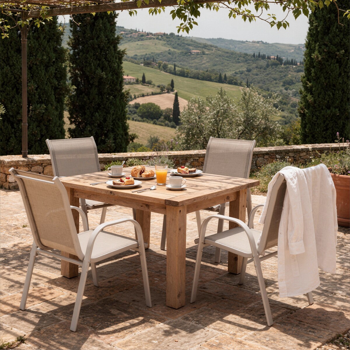4x Krzesło ogrodowe FIESTA na balkon taras do ogrodu wygodne beżowe