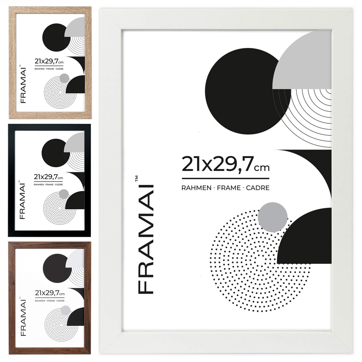 Ramka na zdjęcia 21x29,7 cm biała rama MDF z plexi do postawienia powieszenia klasyczna ramka