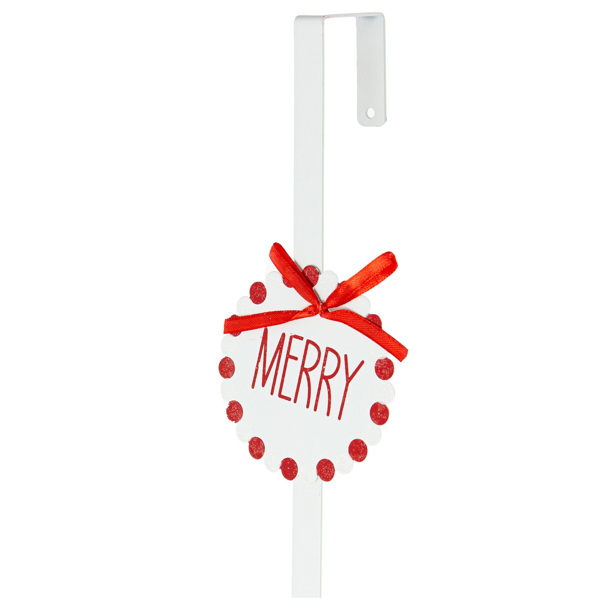 Wieszak Na Wianek Drzwi Na Ozdoby 37,5 Cm Świąteczny Boże Narodzenie Biały Z Kokardą