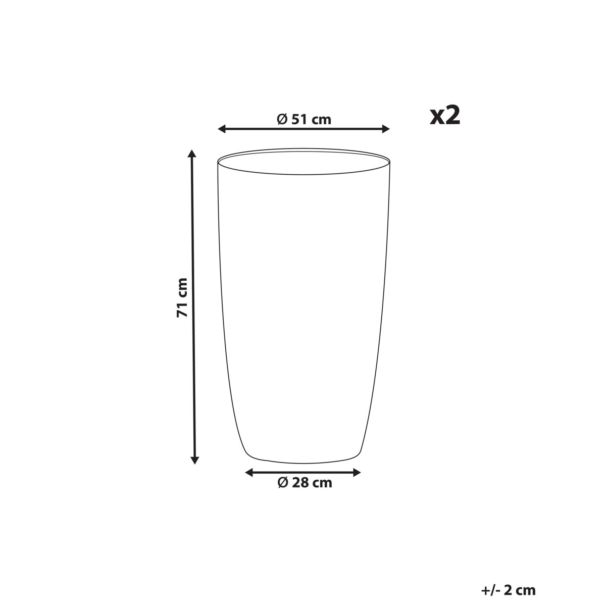 Zestaw 2 doniczek CAMIA Kamień 51 cm Szary