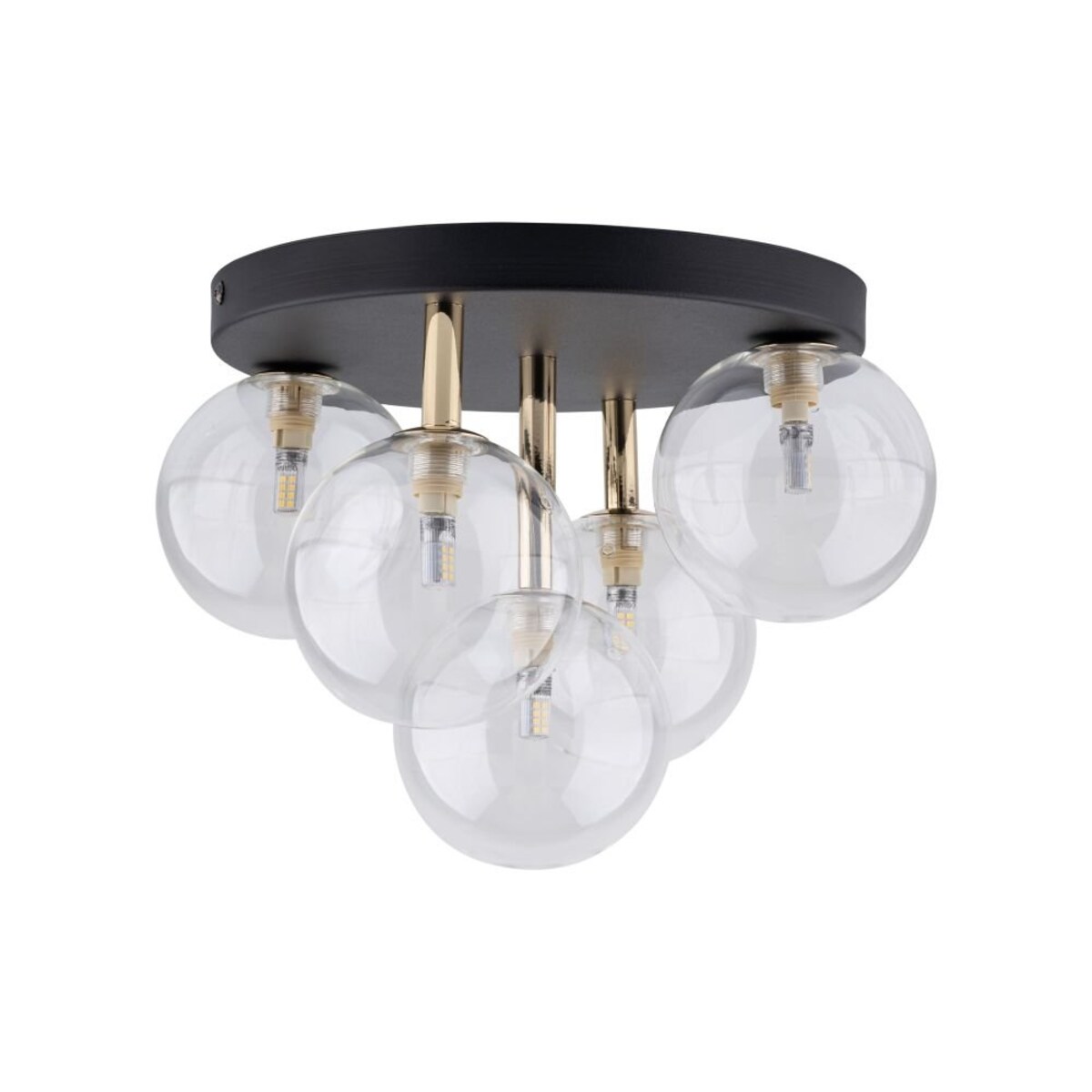 Nowoczesna lampa sufitowa NILOS Black/Gold TK Lighting 5xG9, czarno-złota, szkło, metal, do salonu i jadalni