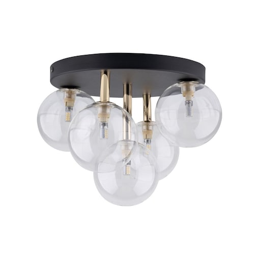Nowoczesna lampa sufitowa NILOS Black/Gold TK Lighting 5xG9, czarno-złota, szkło, metal, do salonu i jadalni
