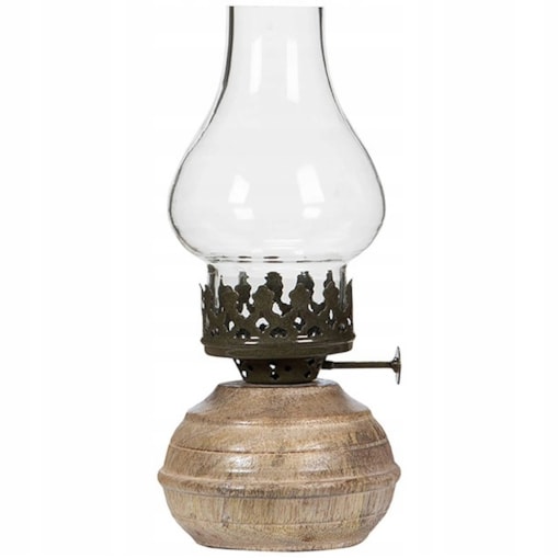 LAMPION ŚWIECZNIK TEALIGHT LAMPA NAFTOWA DREWNIANY DO DOMU SALONU 20cm