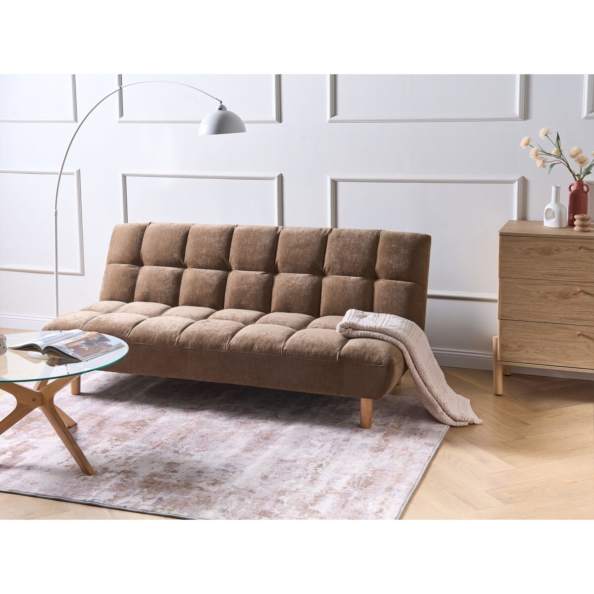 Sofa rozkładana dla 2 osób RISOR Szenil Brązowy