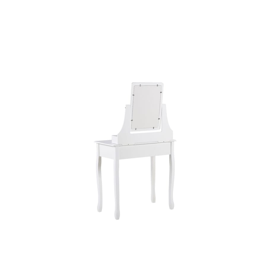 Toaletka 5 szuflad prostokątne lustro i stołek biała RAYON