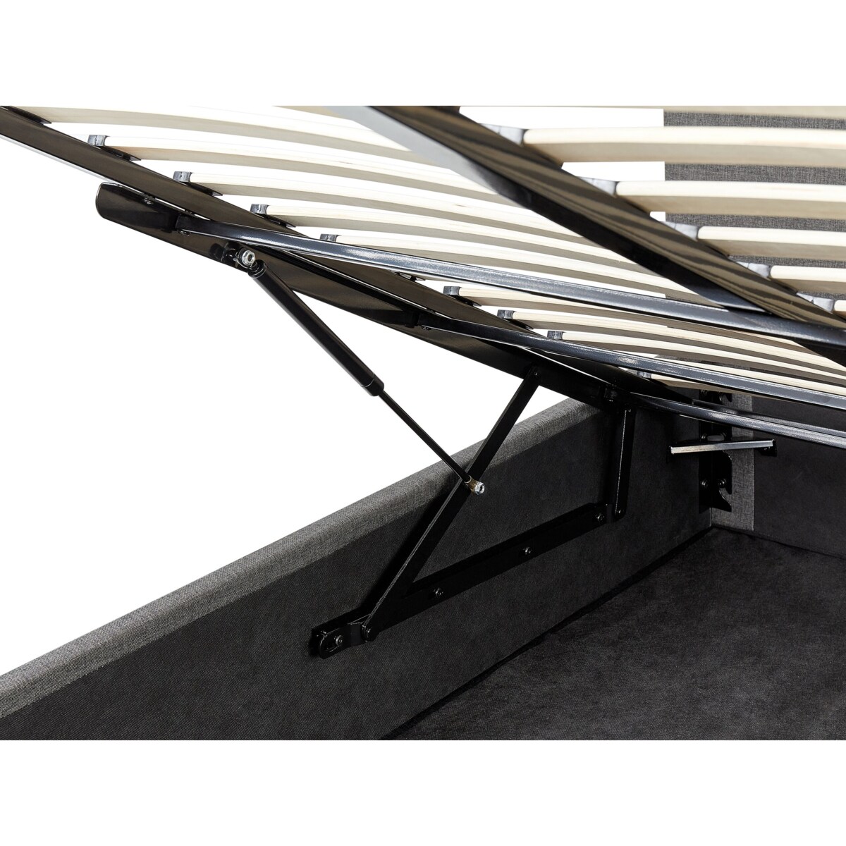 Łóżko z pojemnikiem tapicerowane 140 x 200 cm szary ORBEY