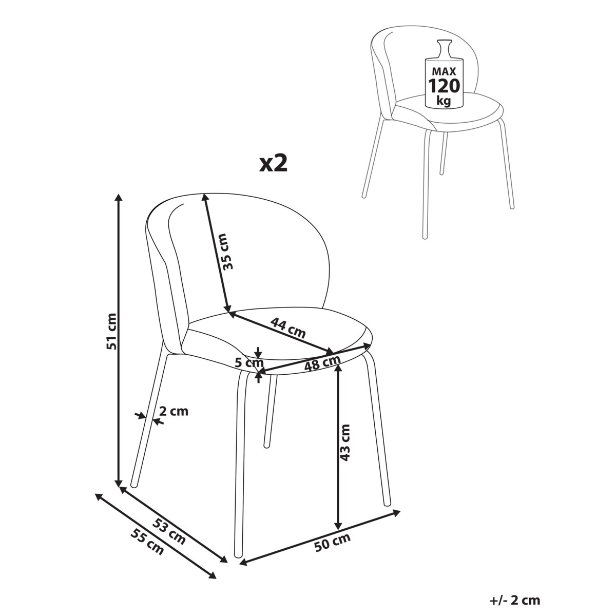 Zestaw 2 krzeseł do jadalni MILES Sztruks Oliwkowy