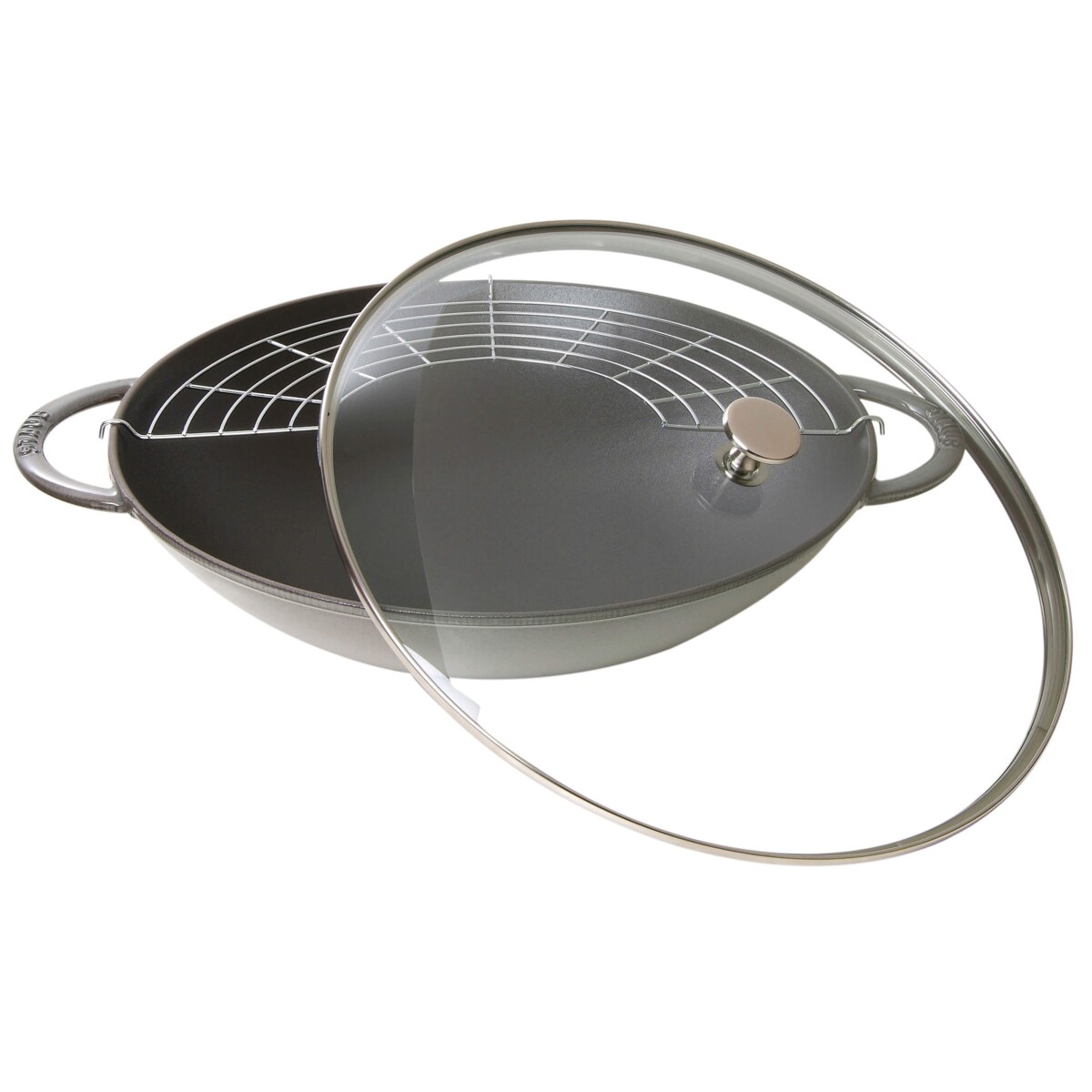 Wok żeliwny z pokrywką Staub - Grafitowy, 37 cm