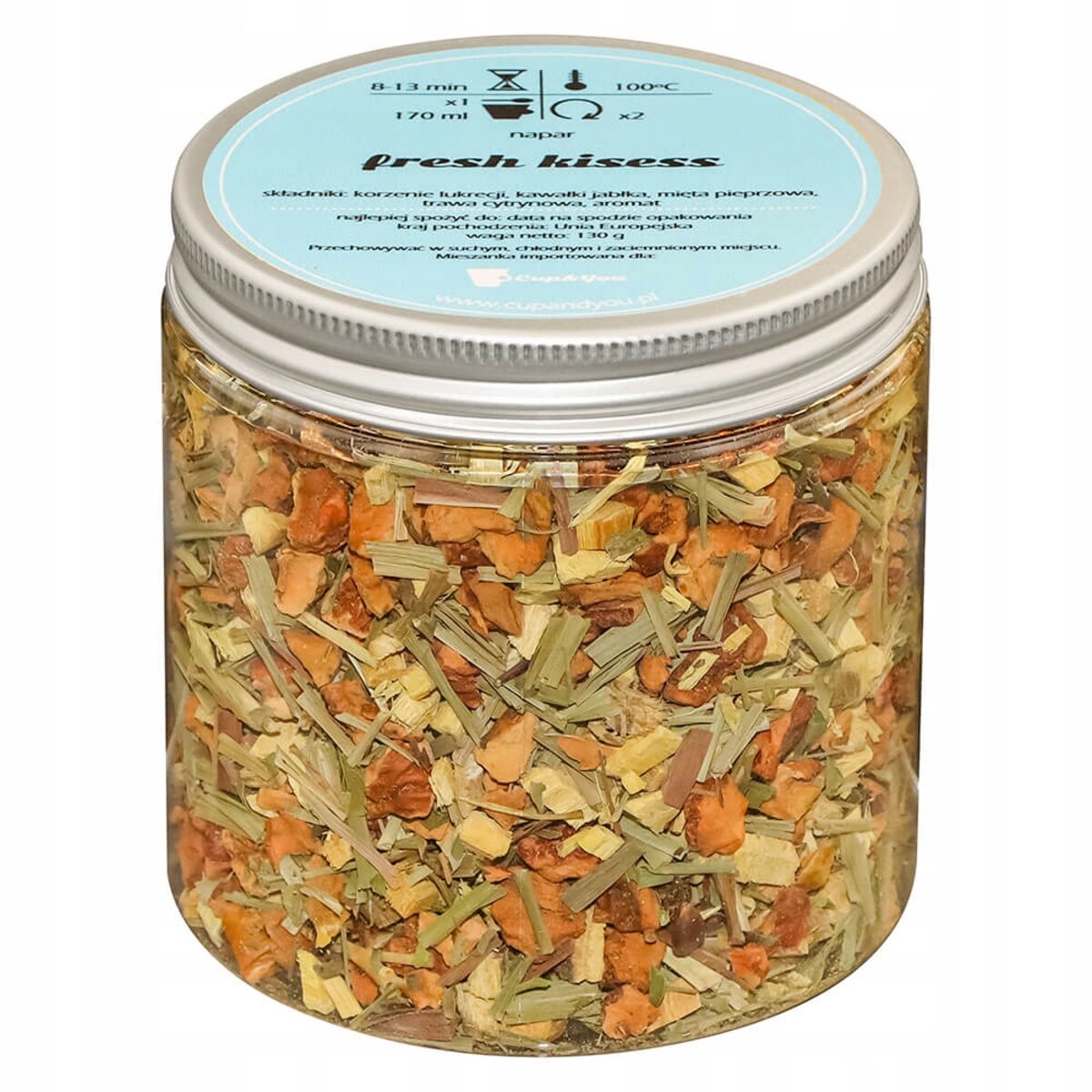 Herbata ziołowa FRESH KISSES o słodko - cytrusowym smaku PREMIUM Cup&You - herbata liściasta sypana mieszanka napar susz - gotowa na prezent upominek