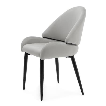 Krzesło tapicerowane welurowe do salonu BERGAMO jasnoszare