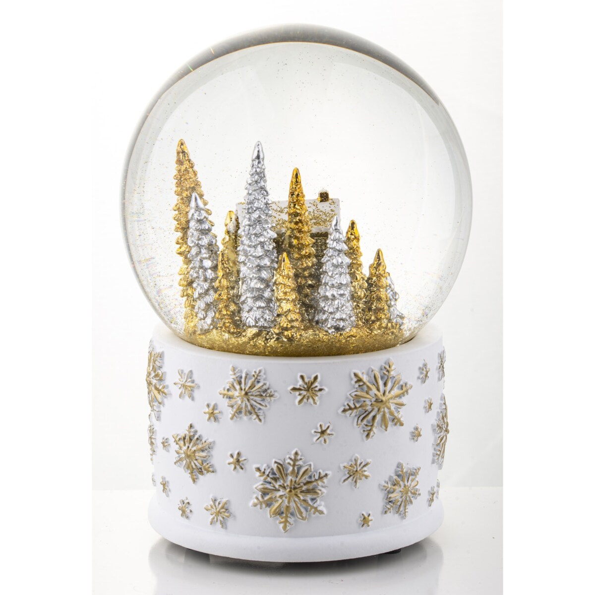 Szklana kula z pozytywką 17x11x11 cm srebrno-złota dekoracja