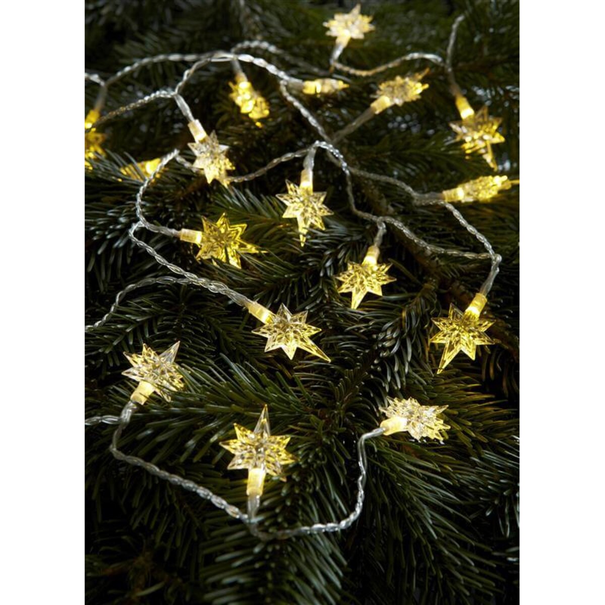 Świąteczne gwiazdki świecące 2,2m 20 LED 0,8W ciepła