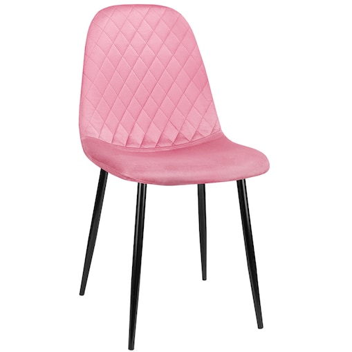 Krzesło tapicerowane nowoczesne pikowane do salonu jadalni różowe