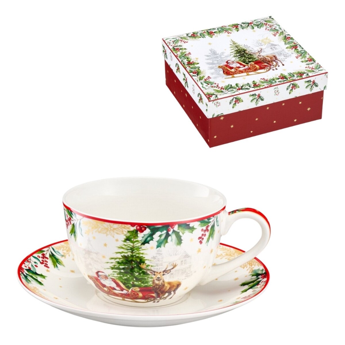 VILLA ITALIA Filiżanka świąteczna porcelanowa 260ml FROZEN NOEL Sanie Mikołaja