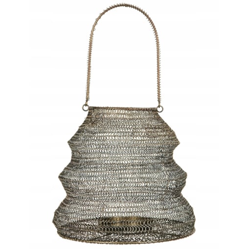 LAMPION STYL LOFT metalowy złoty wys. 23cm