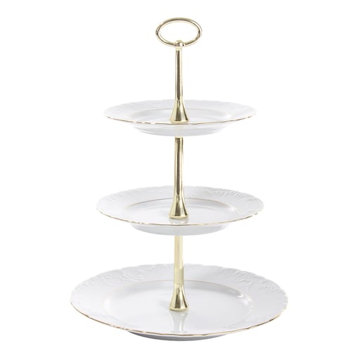 Etażerka 3-poziomowa Rococo Złota Linia 3604