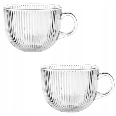 SZKLANKA KUBEK DUŻA w paski plisy 510 ml szkło filiżanka 6szt na napoje