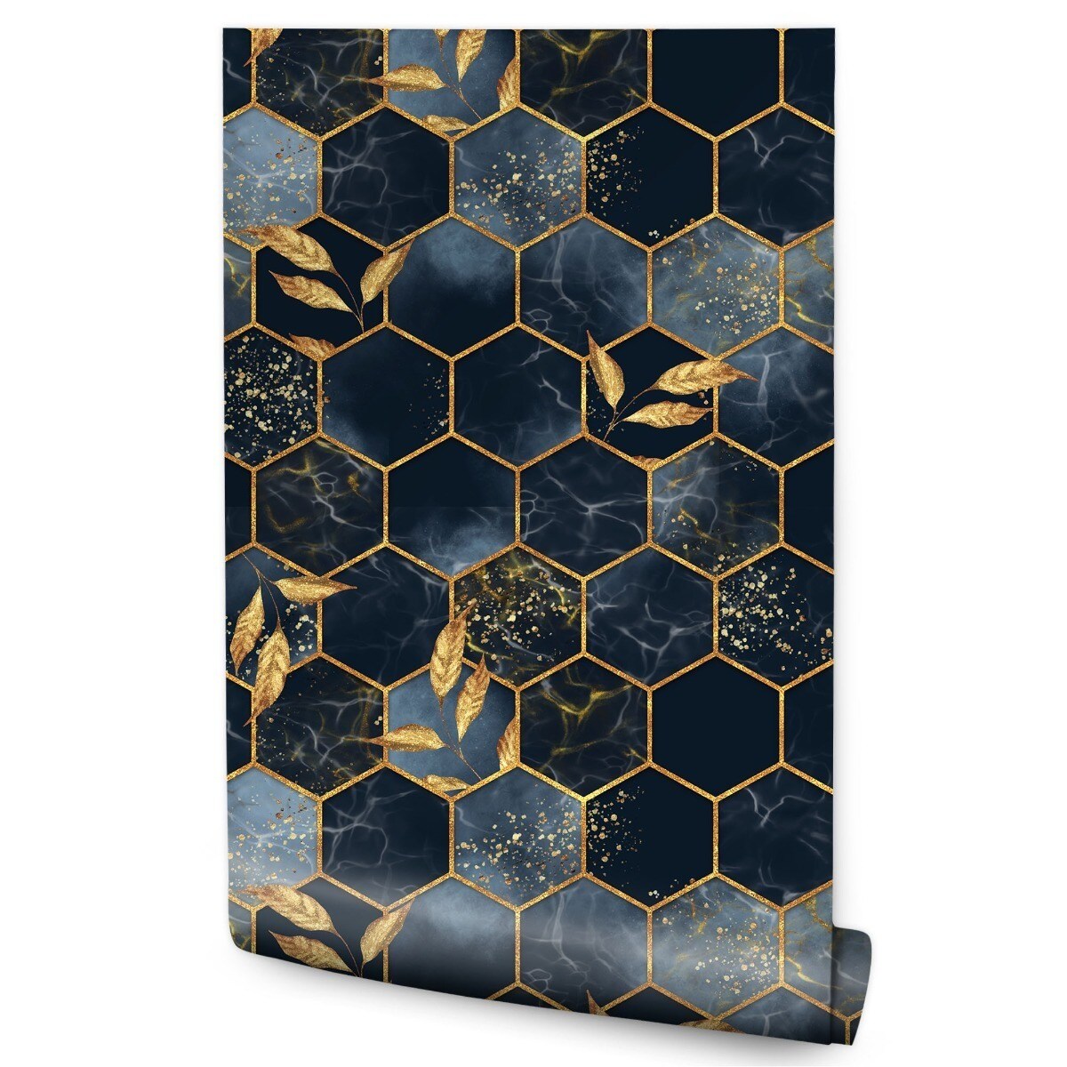 Tapeta Mozaika Liście MARMUR Heksagony