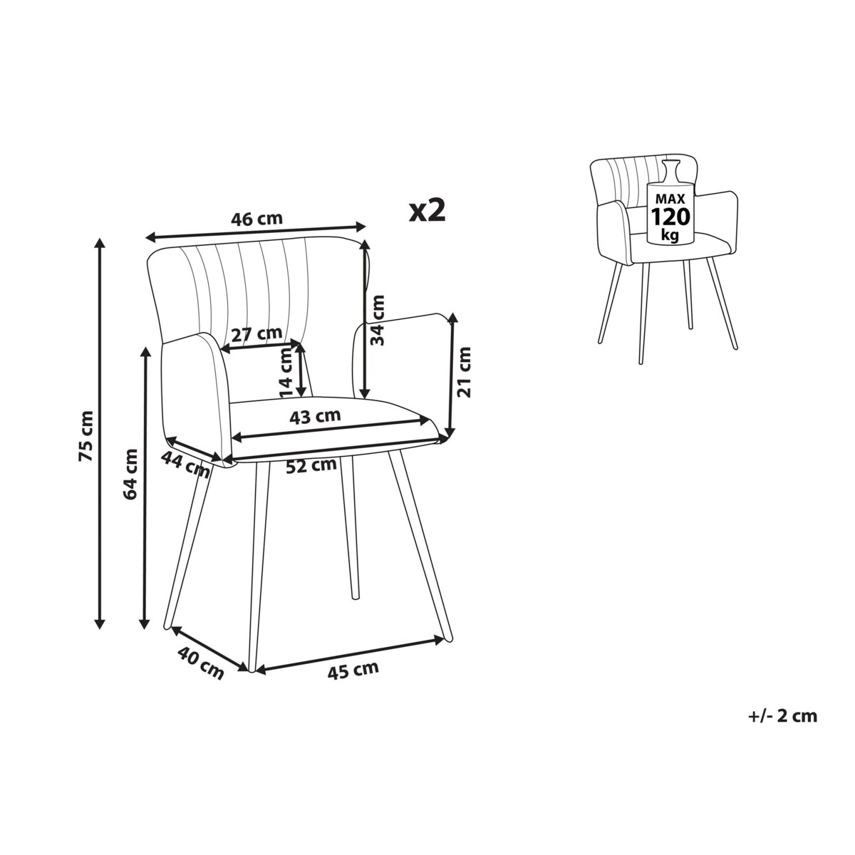 2 krzesła do jadalni boucle kremowe SANILAC