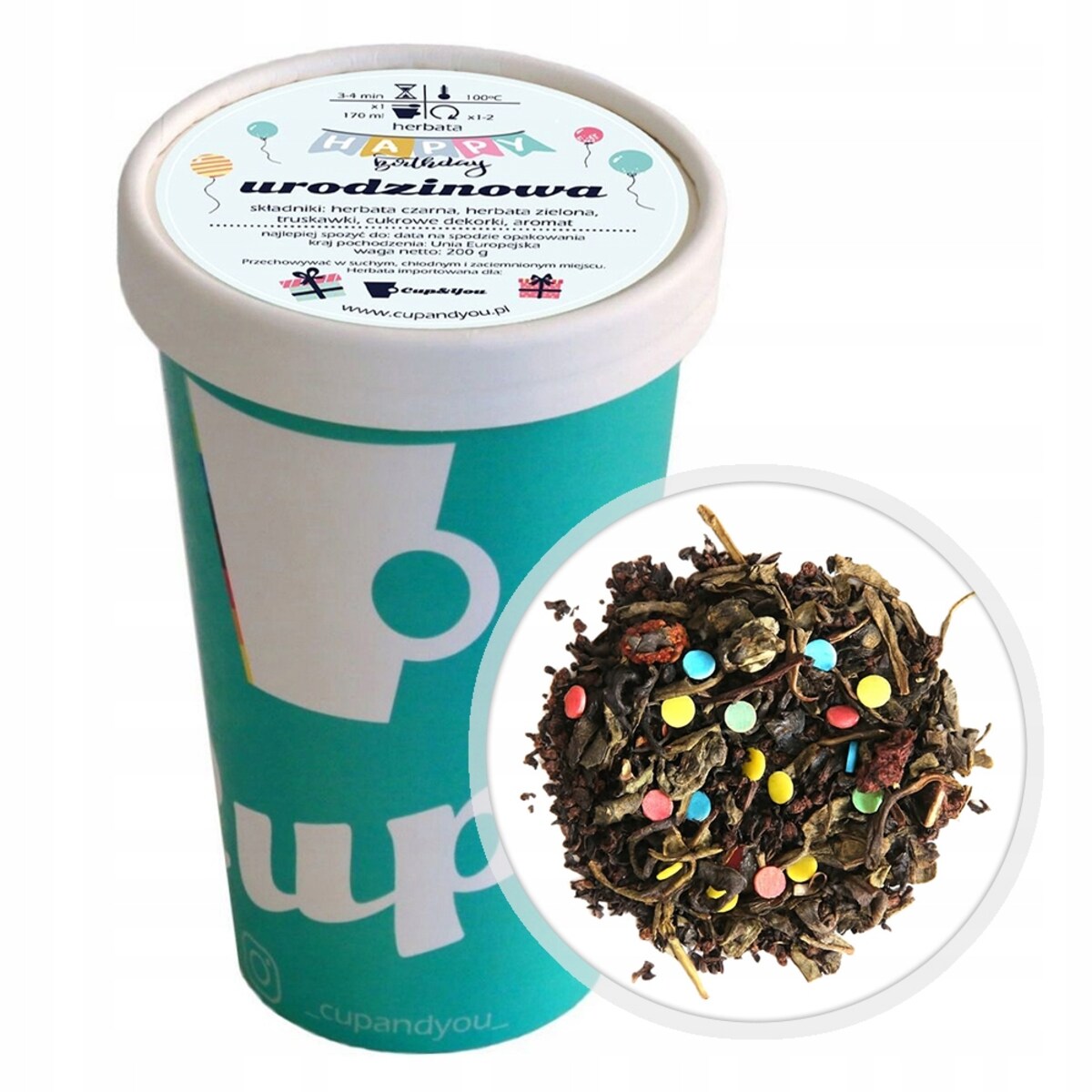 Liściasta herbata czarna URODZINOWA konfetti kolorowa mieszanka 200g