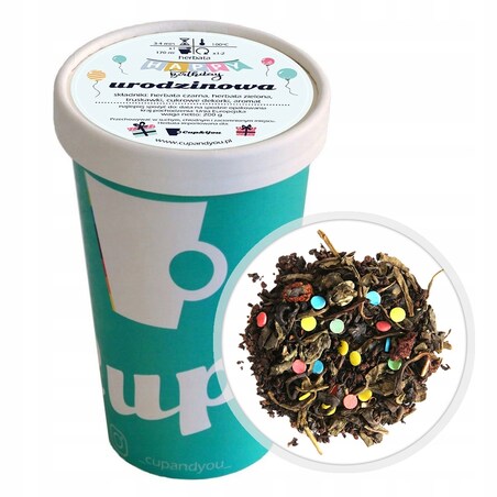 Liściasta herbata czarna URODZINOWA konfetti kolorowa mieszanka 200g