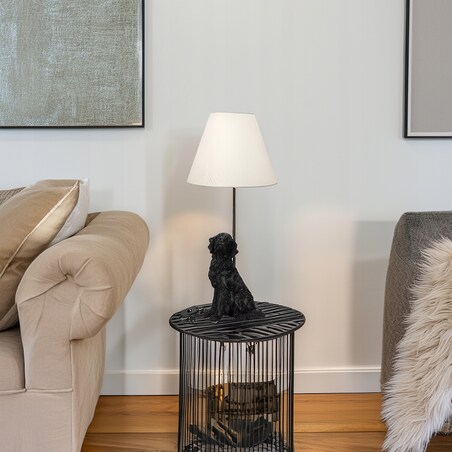 LAMPA PSA STOŁOWA BIURKOWA NOCNA PIES lampka E27 50cm czarna do salonu