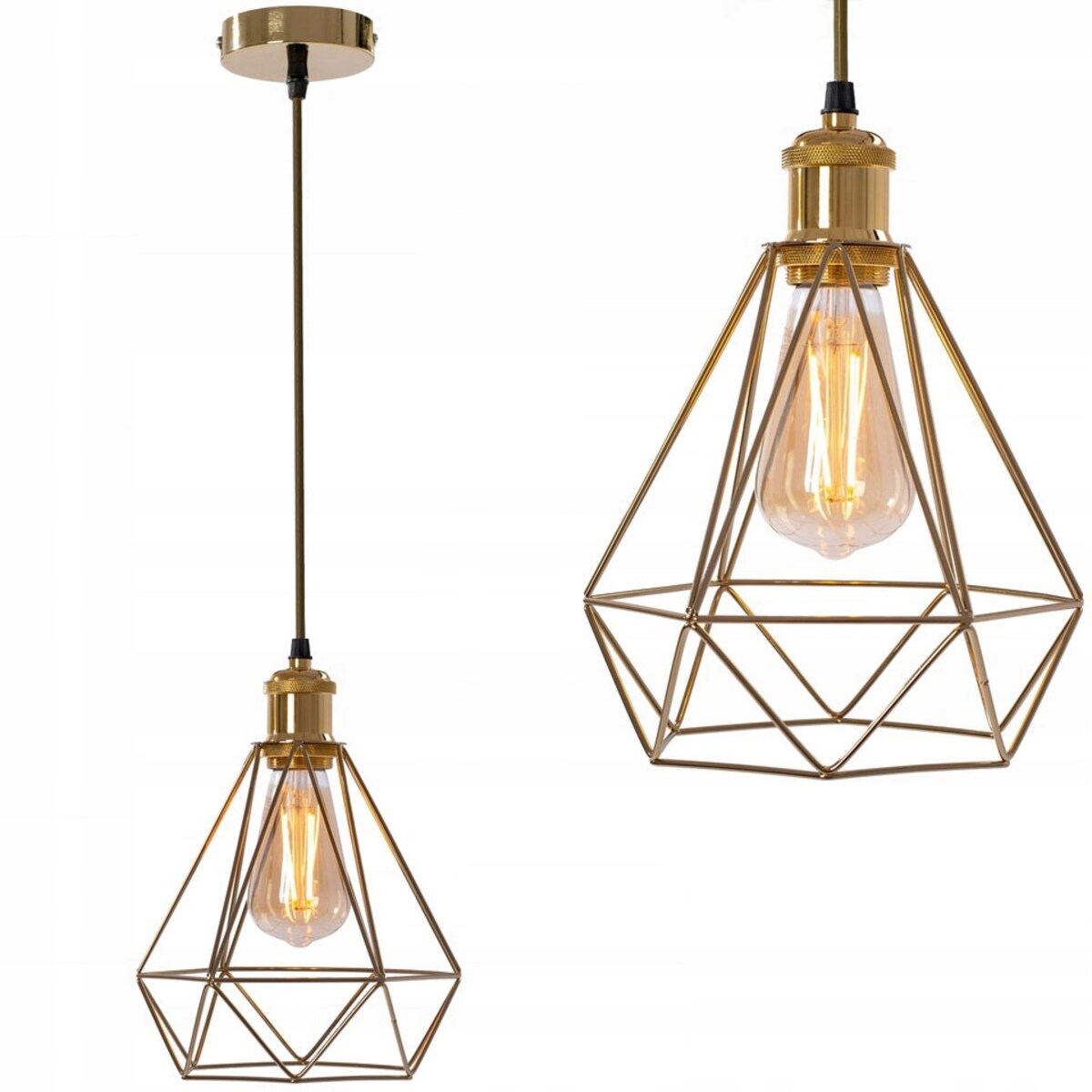 Lampa Diament Sufitowa Wisząca Złota Loft Gold
